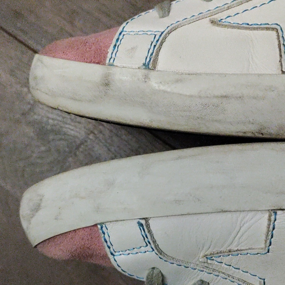 Golden Goose"Superstar" Distressed White Leather/Pink Suede Trainer Sneakers - Picture 9 of 16